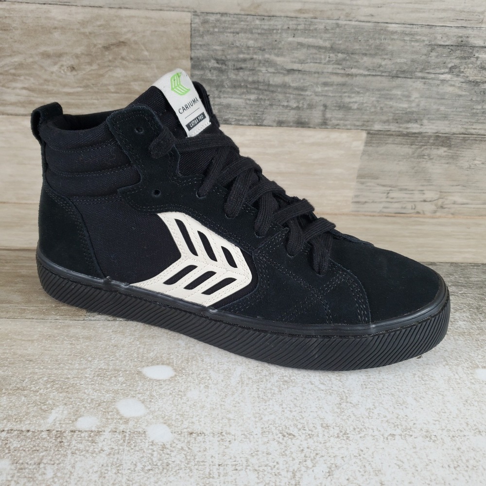 Cariuma Catiba Pro Unisex Shoes Sz M7/W8.5 Black Ivory Lace Up Mid Top Sneakers